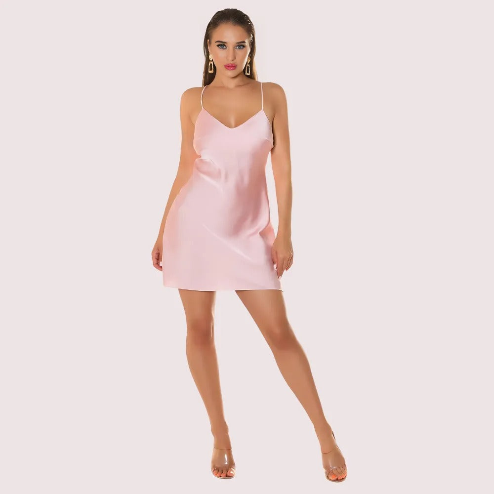 Summer Party Satin Backless Dress Snazzyway