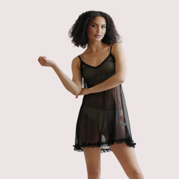 Black Enchanté Transparent Chemise – Plus Size Snazzyway