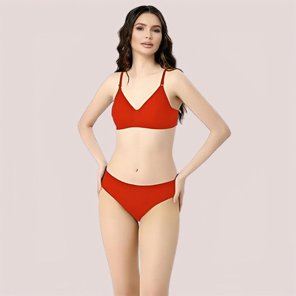 Cherry Hug – Red Cotton Bra & Panty Set Snazzyway