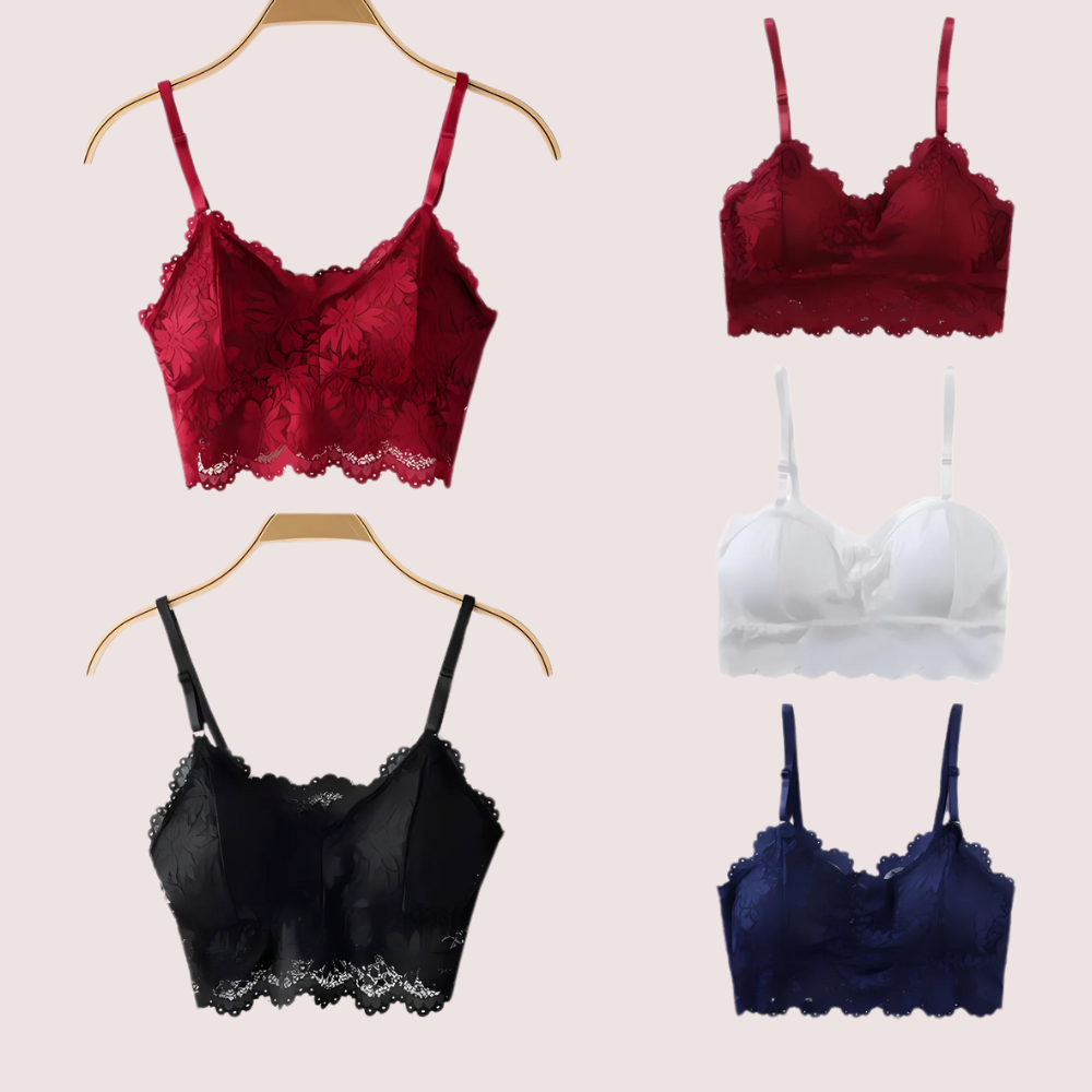 2 pack luxury lace padded bralette Snazzyway
