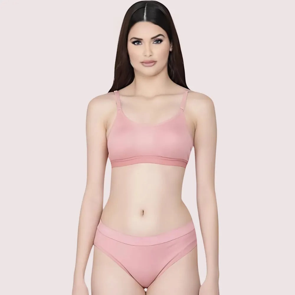 Wire-Free Women's Cotton Sports Bra Panty Set (2 pack) Snazzyway