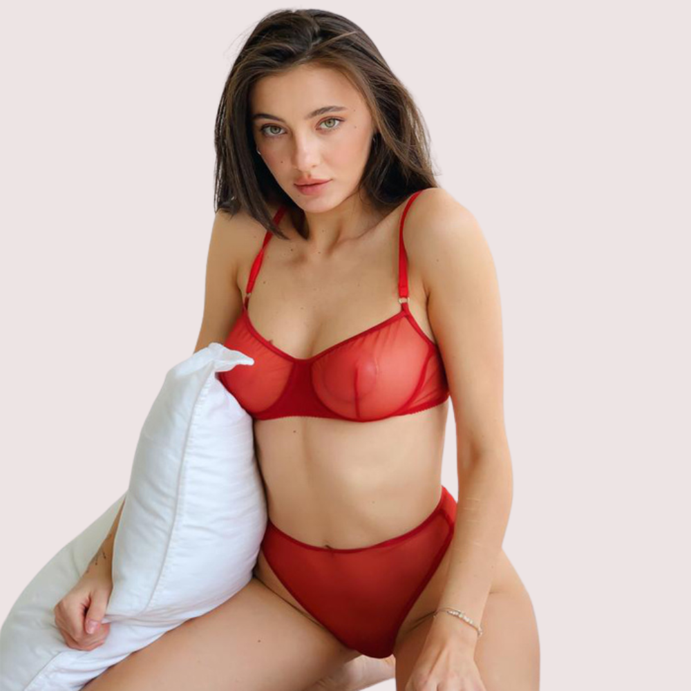 Scarlet Temptation See-Through Lingerie Set Snazzyway