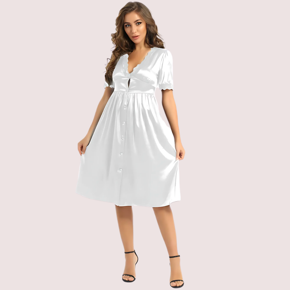 Knee length Luxury satin lounge dress Snazzyway