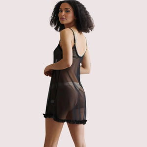 Black Enchanté Transparent Chemise – Plus Size Snazzyway