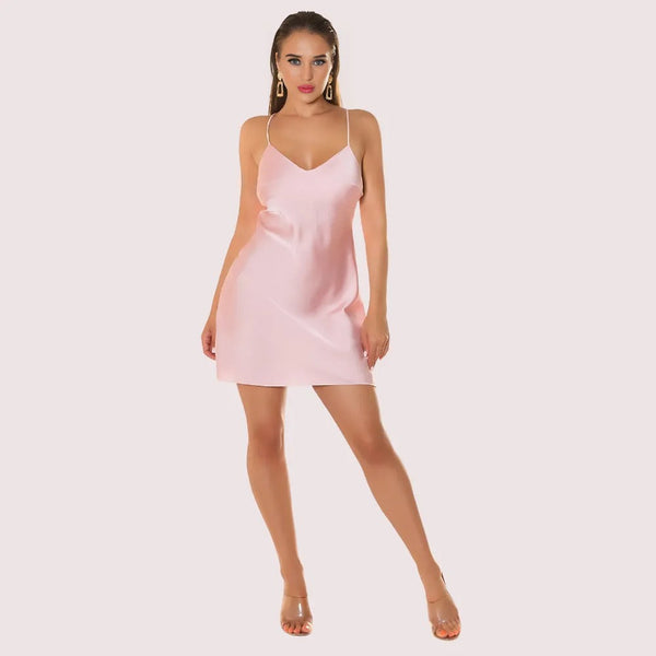 Summer Party Satin Backless Dress Snazzyway