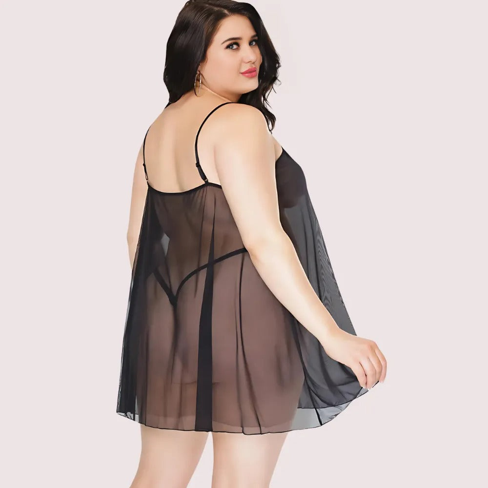Midnight Allure Sheer Chemise – Plus Size Snazzyway
