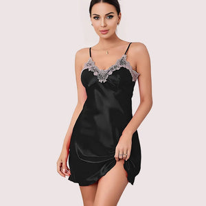 100% Silk Satin lace trim baby doll Lingerie Snazzyway