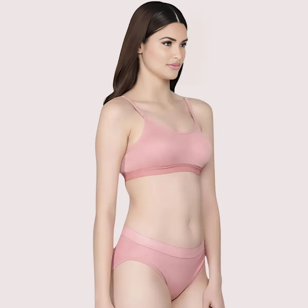 Wire-Free Women's Cotton Sports Bra Panty Set (2 pack) Snazzyway