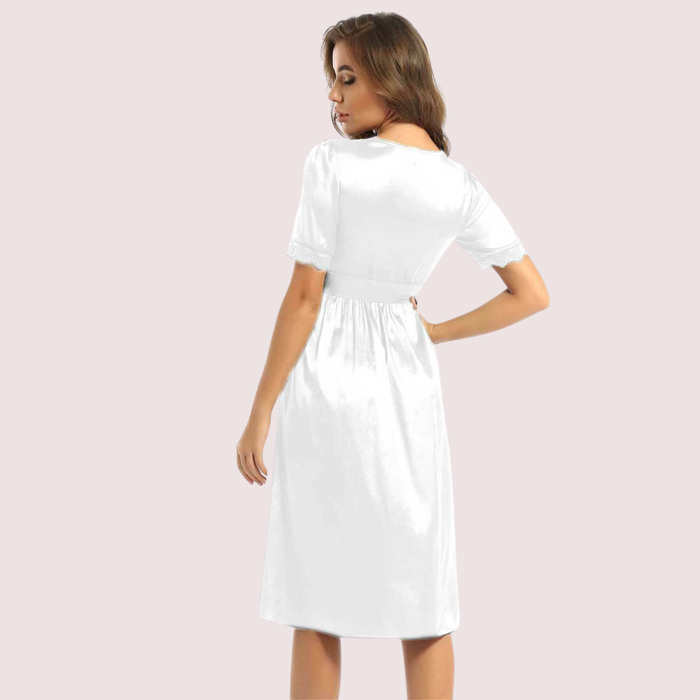 Knee length Luxury satin lounge dress Snazzyway