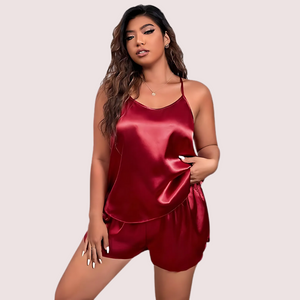 Plus Size Women's Silk Cami and Shorts Set Snazzyway