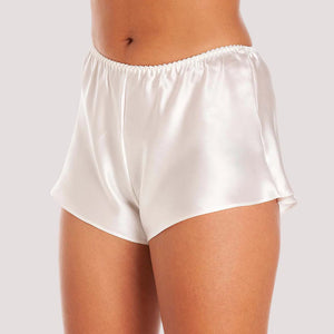 French Elegance Knickers in White Silk Satin Snazzyway