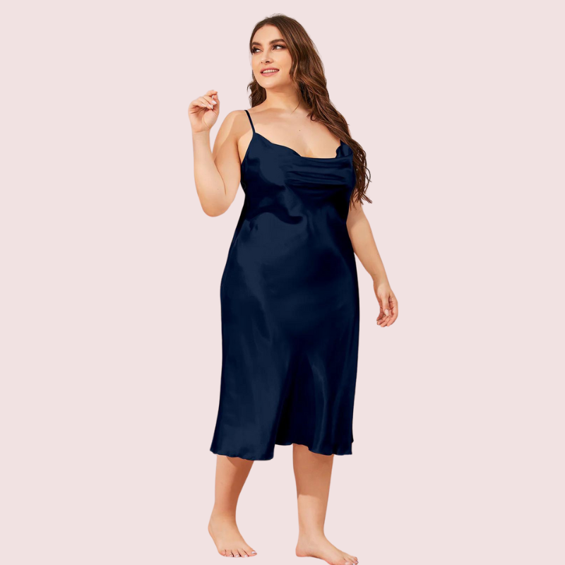 Glamour Satin Cowl Dress – Plus Size Snazzyway