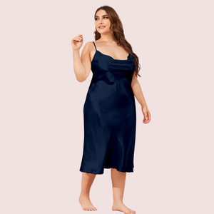 Glamour Satin Cowl Dress – Plus Size Snazzyway