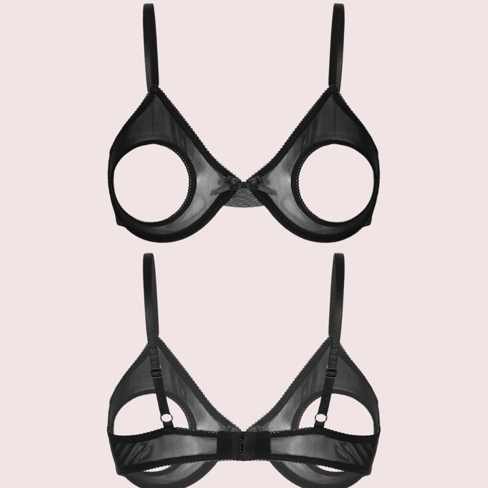 Daring & Sexy Sheer Open Cup Bralette Snazzyway