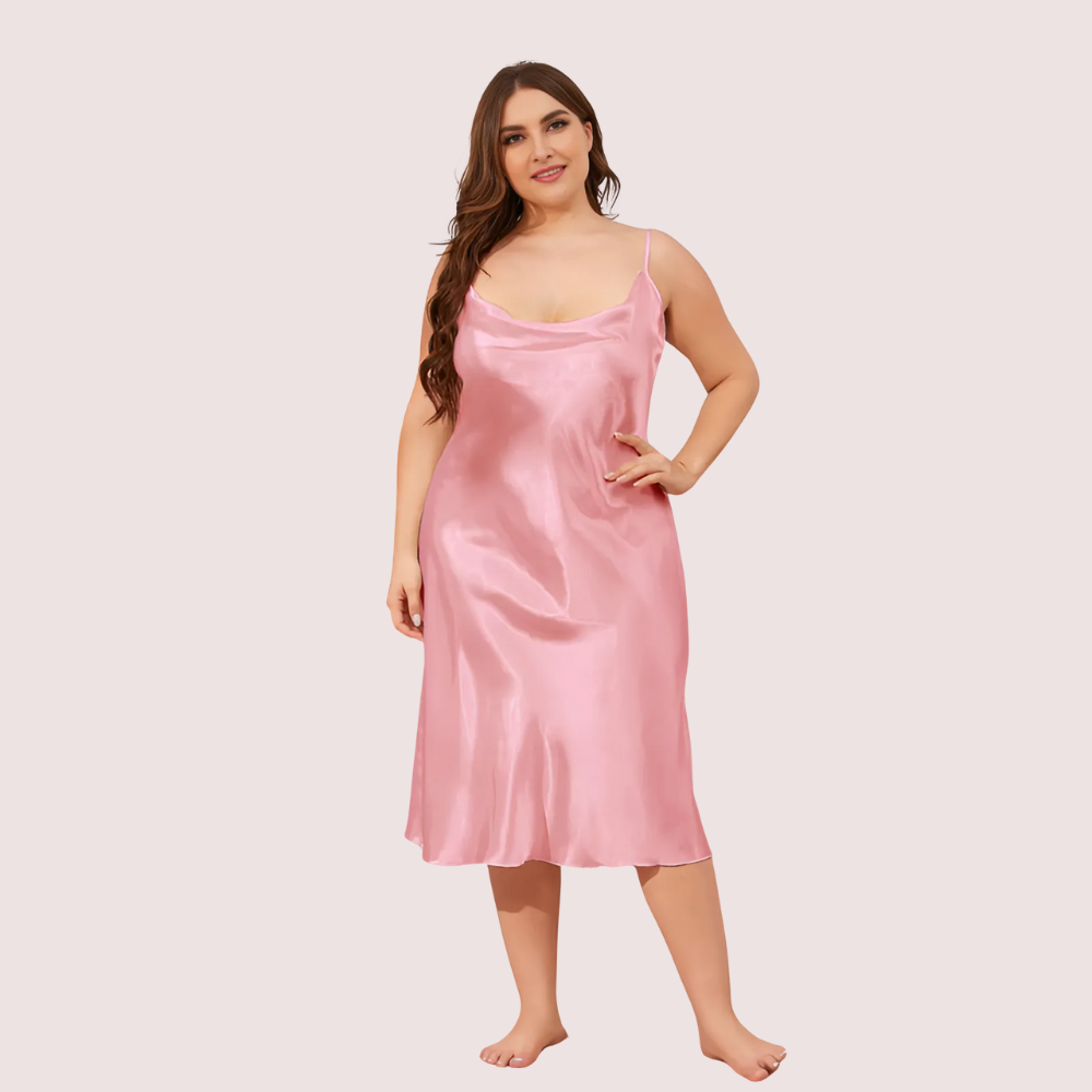 Plus Size Solid Satin Slip Dress (4XL–5XL) Snazzyway