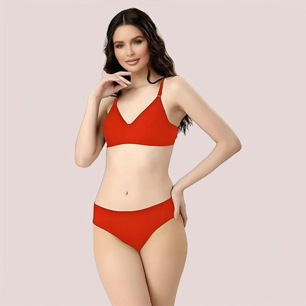 Cherry Hug – Red Cotton Bra & Panty Set Snazzyway