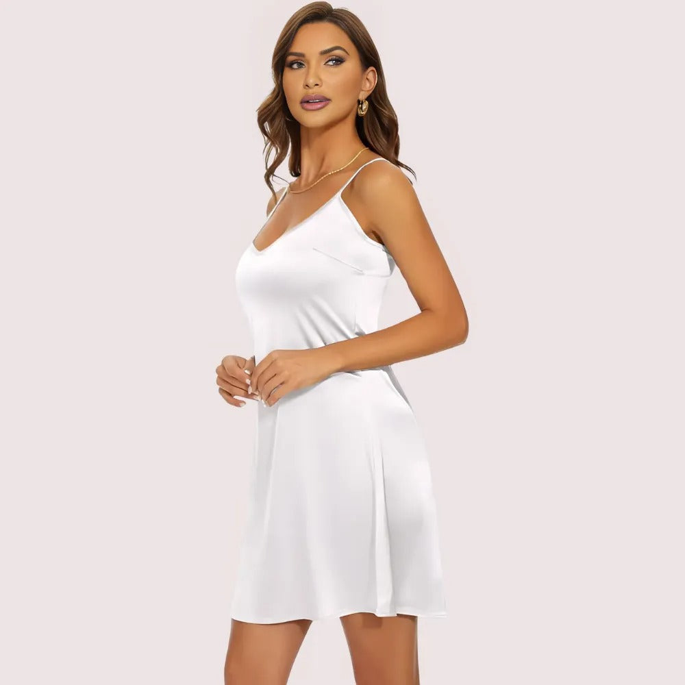 Women's Silky Tank Top Slip Dress Adjustable Straps Snazzyway
