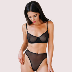 Ruby Whisper See-Through Bra & Thong Set Snazzyway